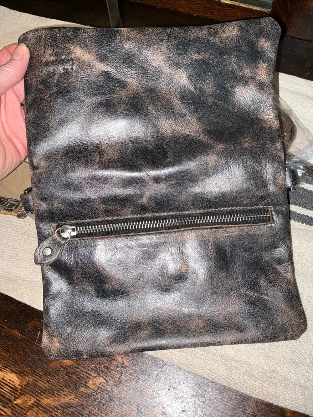 NWT Bed Stu Leather Cadence Wallet Wristlet Crossbody Bag Black Lux MSRP $179